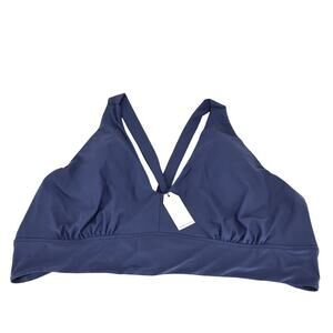 Universal Standard V Neck Tie Back Bikini Top Navy Blue Size 4XL 38-40 NWT